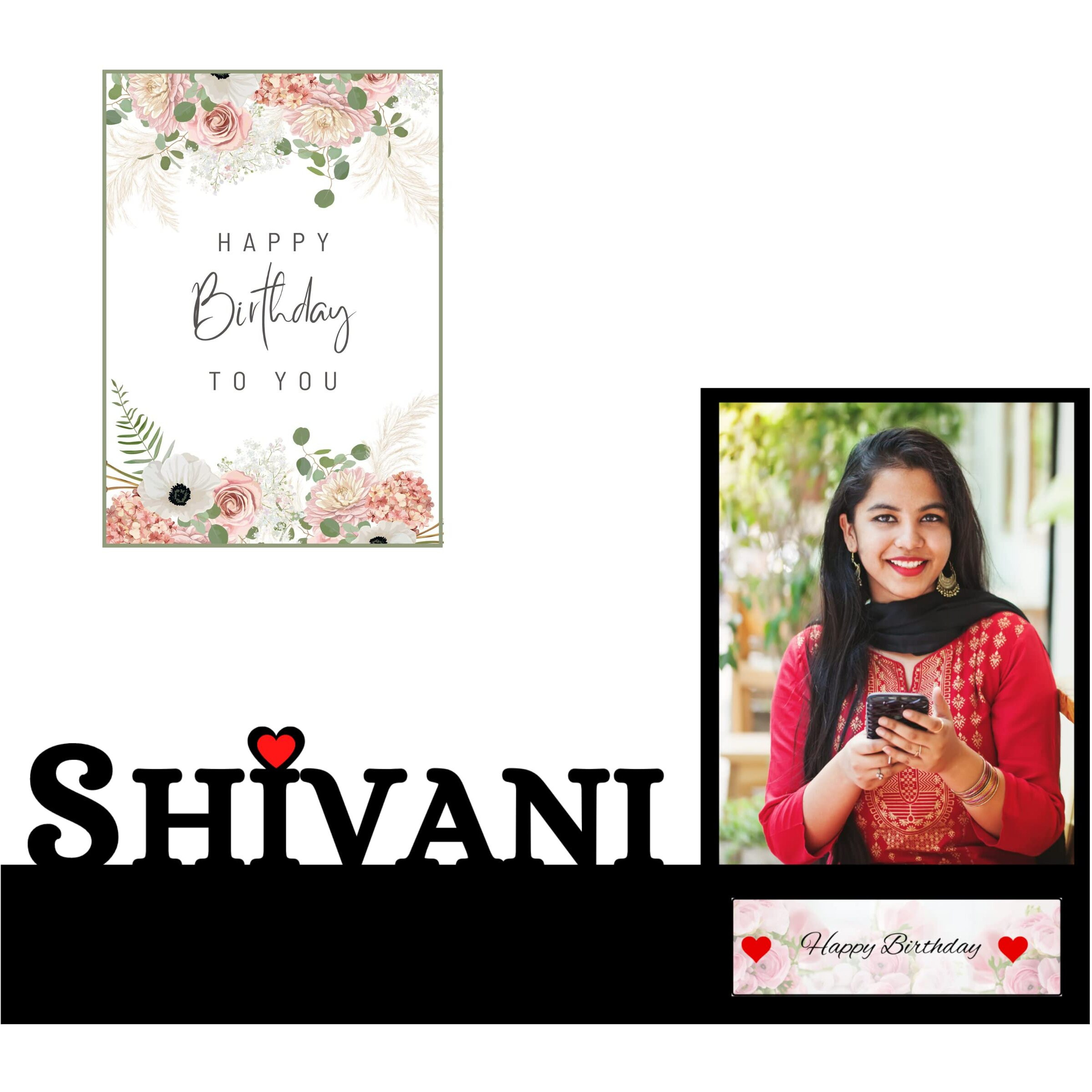 D Unique Home Decor Customized Birthday Photo Frame With Name Sign And Birthday Wish Card HD Quality Photo Plate