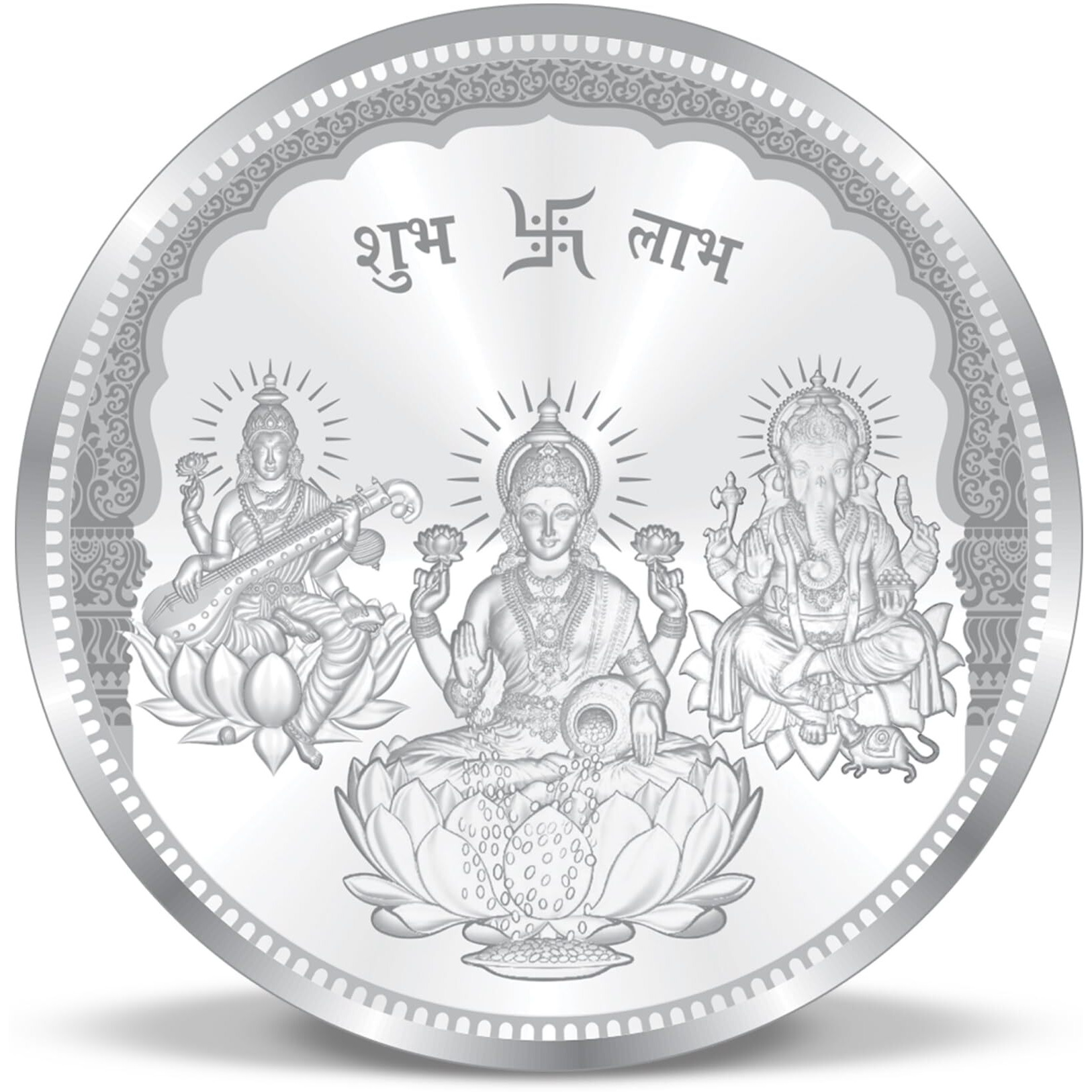 ACPL Precious Moments BIS Hallmarked Ganesh Laxmi And Saraswati Silver Coin 999 in 5 Gram.