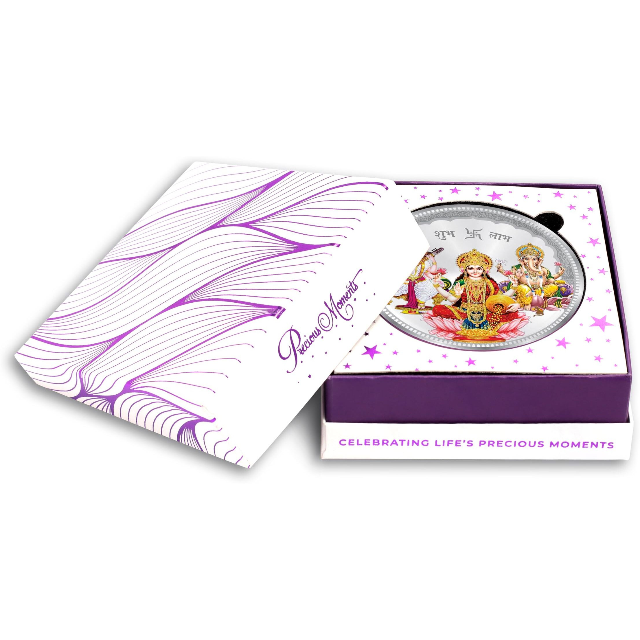 ACPL Precious Moments BIS Hallmarked Laxmi Ganesh Saraswati 50 Gram Silver Coin 999 Pure