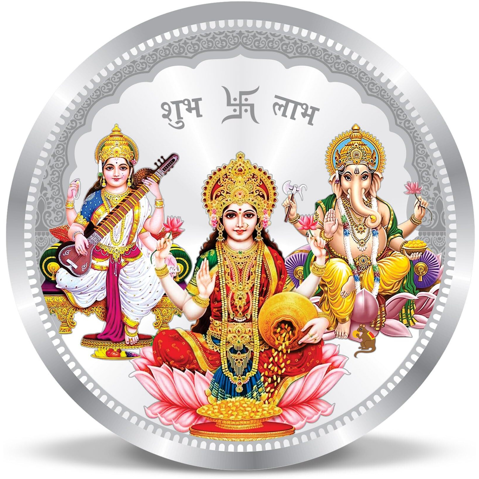ACPL Precious Moments BIS Hallmarked Laxmi Ganesh Saraswati 10 Gram Silver Coin 999 Pure (10 Gram)