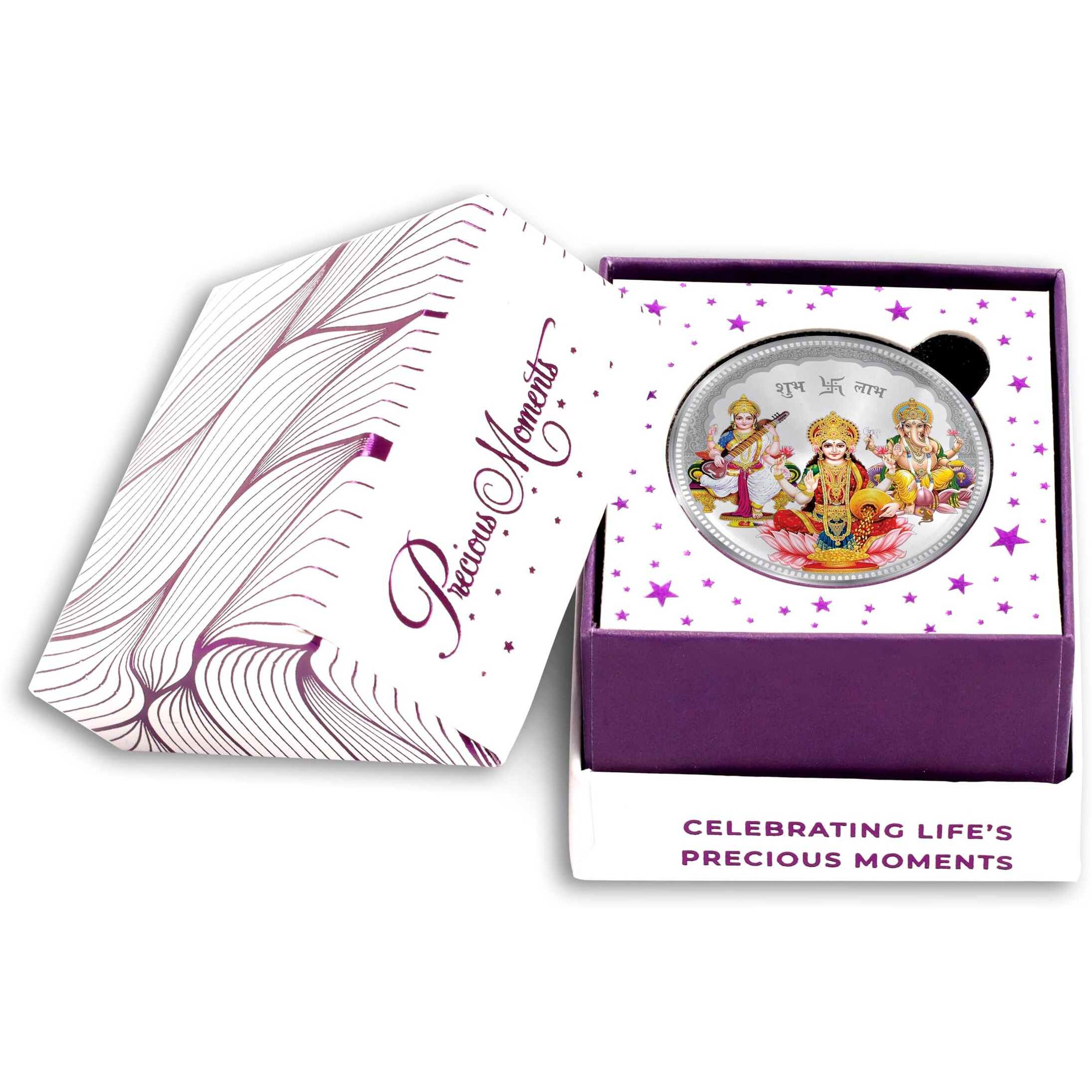 ACPL Precious Moments BIS Hallmarked Laxmi Ganesh Saraswati 10 Gram Silver Coin 999 Pure (10 Gram)