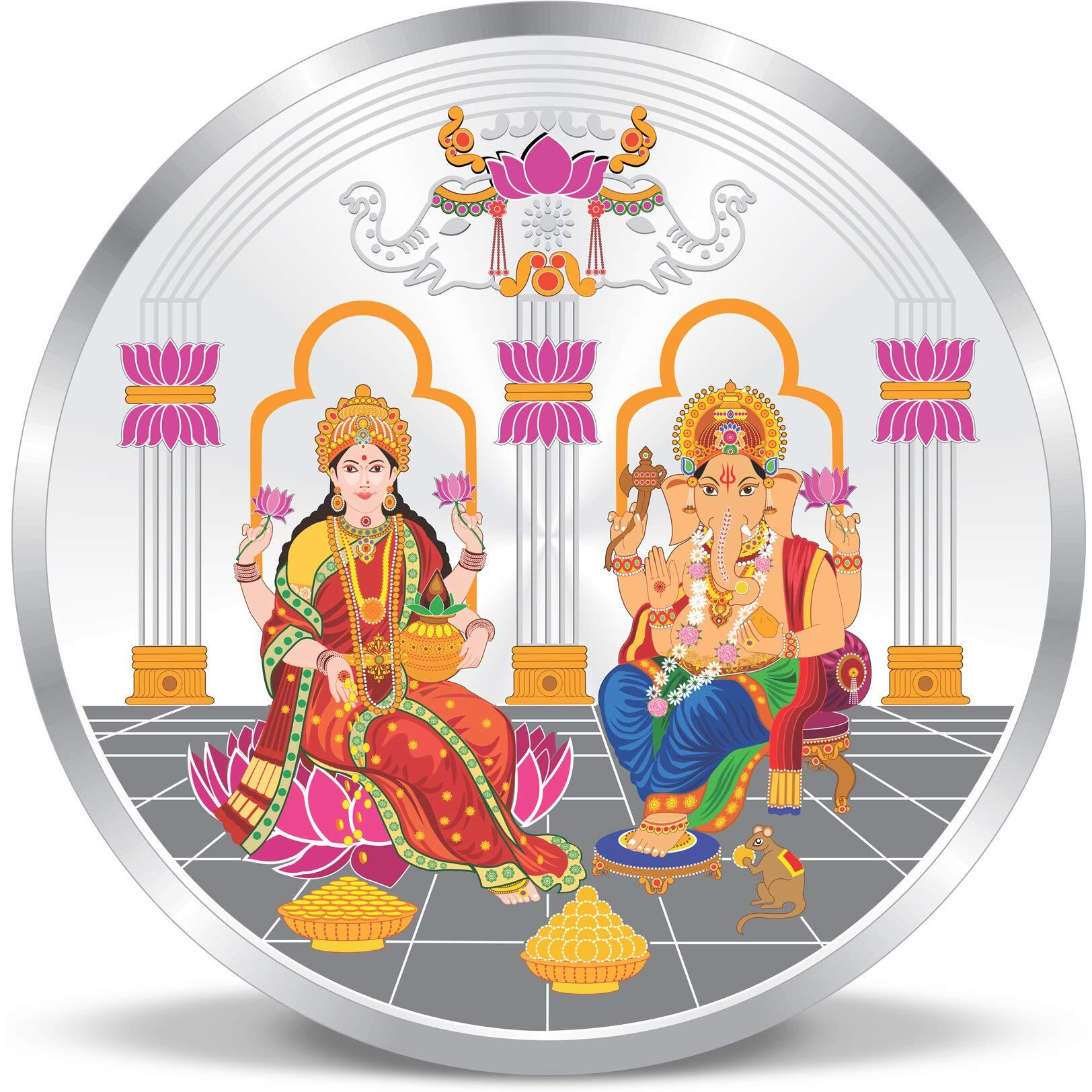 ACPL Precious Moments BIS Hallmarked Silver Coin Laxmi Ganesh Multi-Color 100 gm 999 Pure