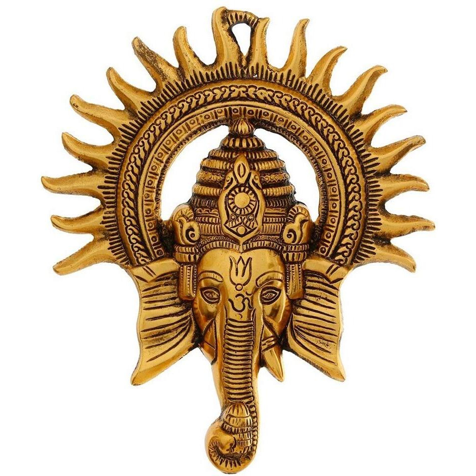 CHHARIYA CRAFTS Metal Ganesh Wall Hanging for Wall Decor Festival Home Decor Pooja Room Temple Gift for Family,Friends, Housewarming Showpieces- 22 cm (Golden)
