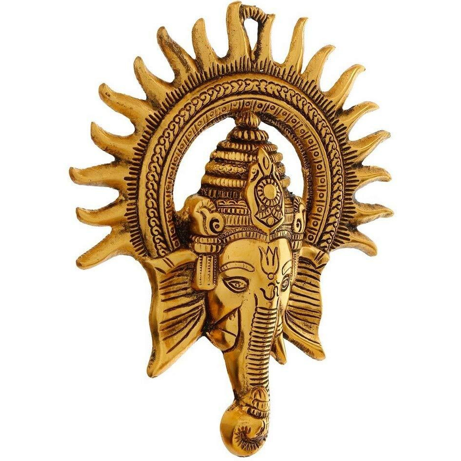 CHHARIYA CRAFTS Metal Ganesh Wall Hanging for Wall Decor Festival Home Decor Pooja Room Temple Gift for Family,Friends, Housewarming Showpieces- 22 cm (Golden)