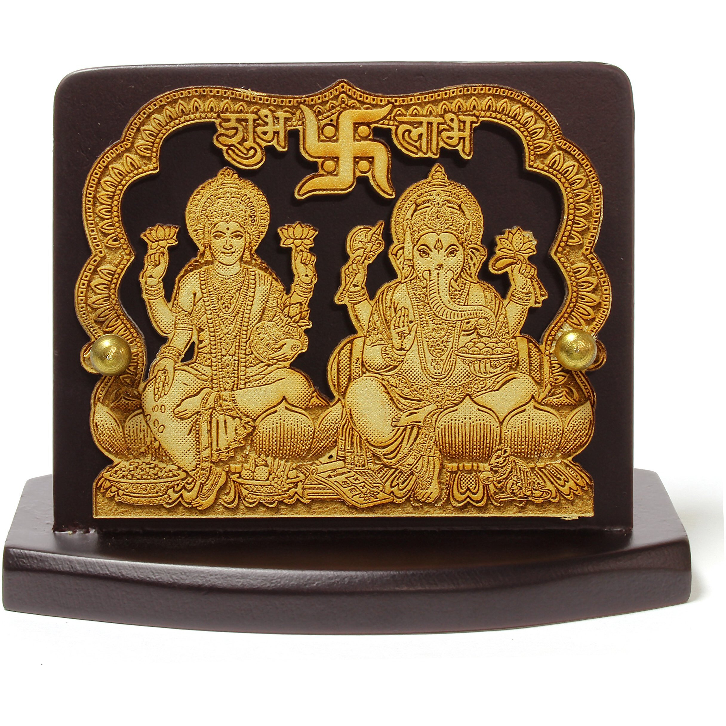 Eknoor -Super Carving - Laxmi Ganesh ji with japa mala (Prayer Beads) for Car Dashboard, Puja Ghar and Office