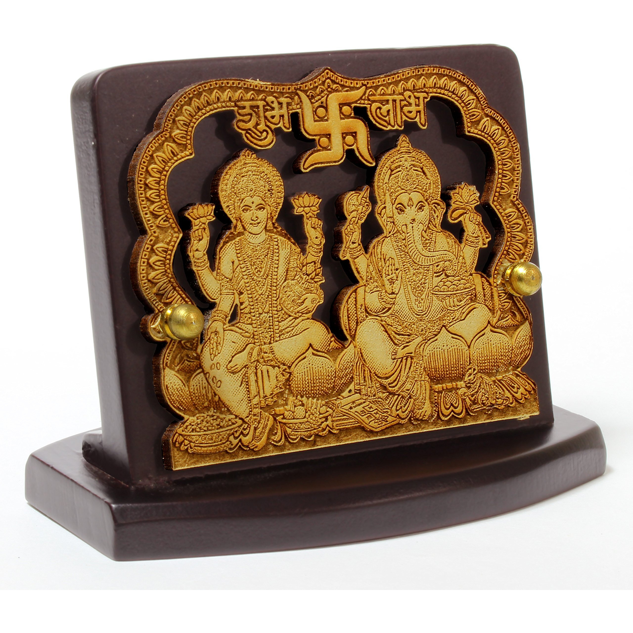 Eknoor -Super Carving - Laxmi Ganesh ji with japa mala (Prayer Beads) for Car Dashboard, Puja Ghar and Office