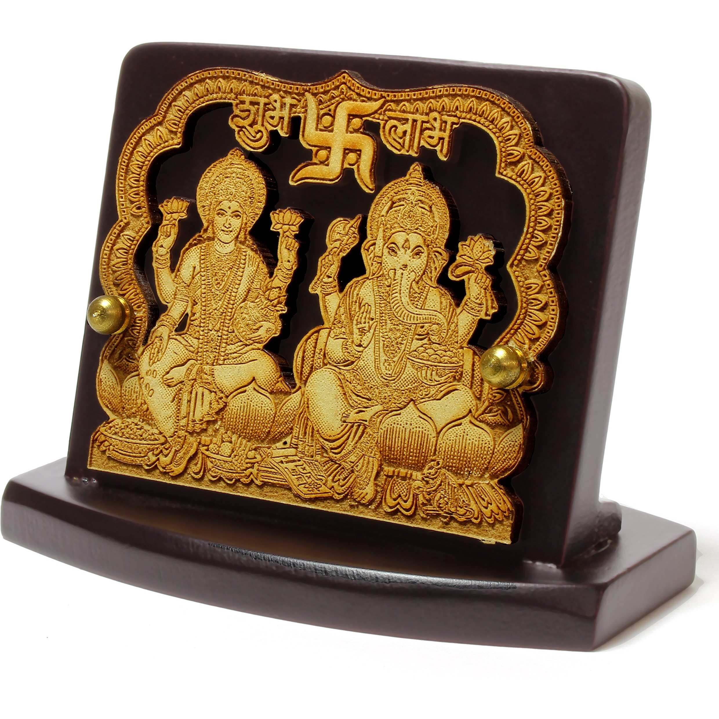 Eknoor -Super Carving - Laxmi Ganesh ji with japa mala (Prayer Beads) for Car Dashboard, Puja Ghar and Office