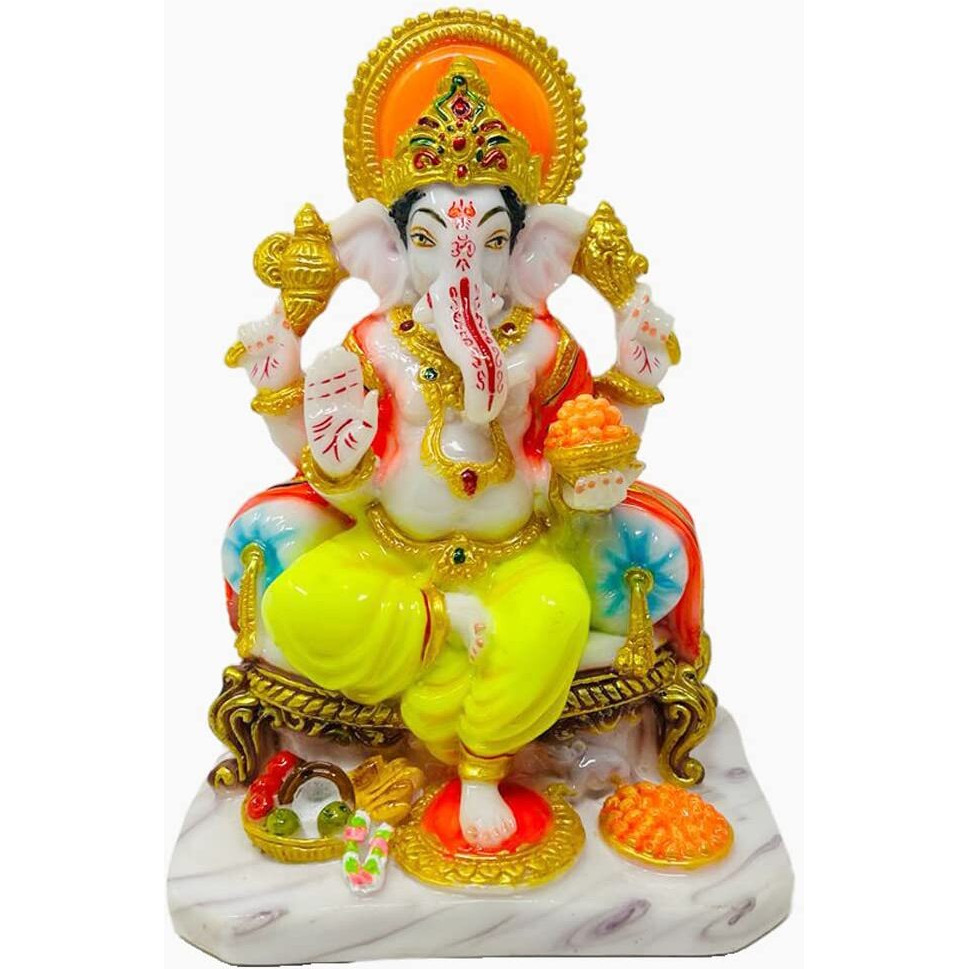 Divine Gifts Marble Dust Ganesh Idol, 7 Inches, Multicolour, 1 Piece