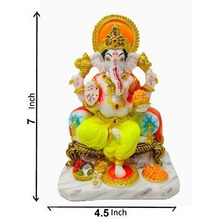 Divine Gifts Marble Dust Ganesh Idol, 7 Inches, Multicolour, 1 Piece