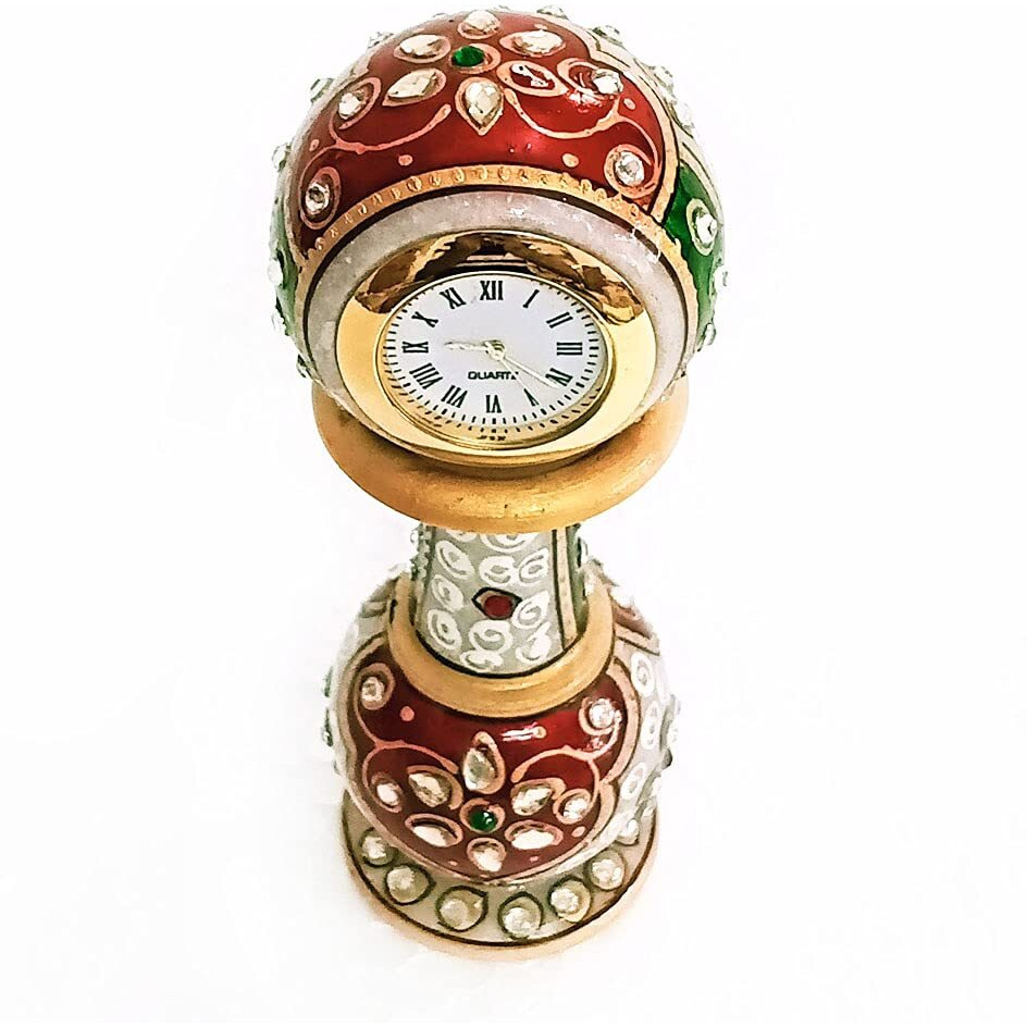 Handicraft Kingdom Clock for Kitchen Decoration Mini Cute Home Bathroom, Office Tabletop Display, Living Room, Bedroom & Bedside Gift with Laxmi Ganesh Chowki| Approx Size 2x6Inch & Wt 600Gm PackOf 5