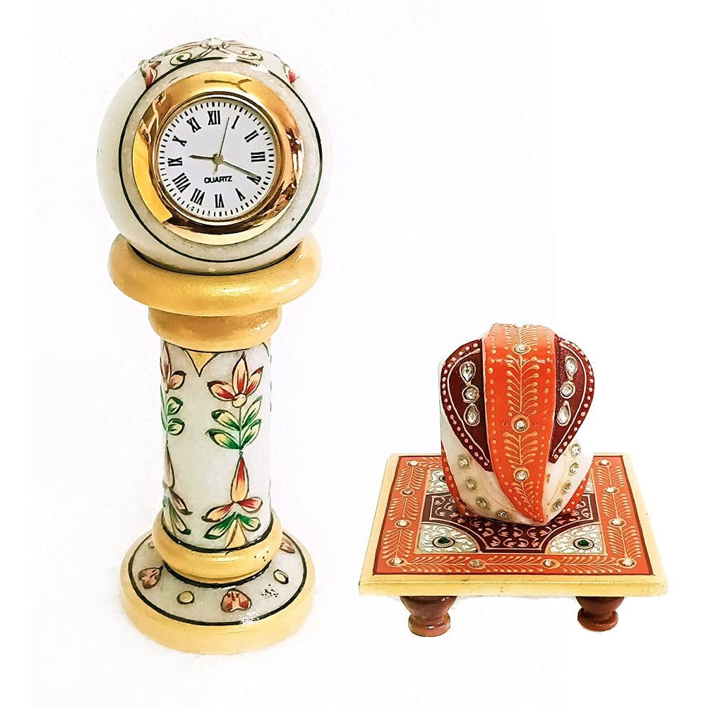 Handicraft Kingdom Small Analog Clock for Study Table & Kids Boys Girls Students with Ganesh Chowki| Approx Size (2 x 6 Inch) & Wt (600 Gm) Pack of 4