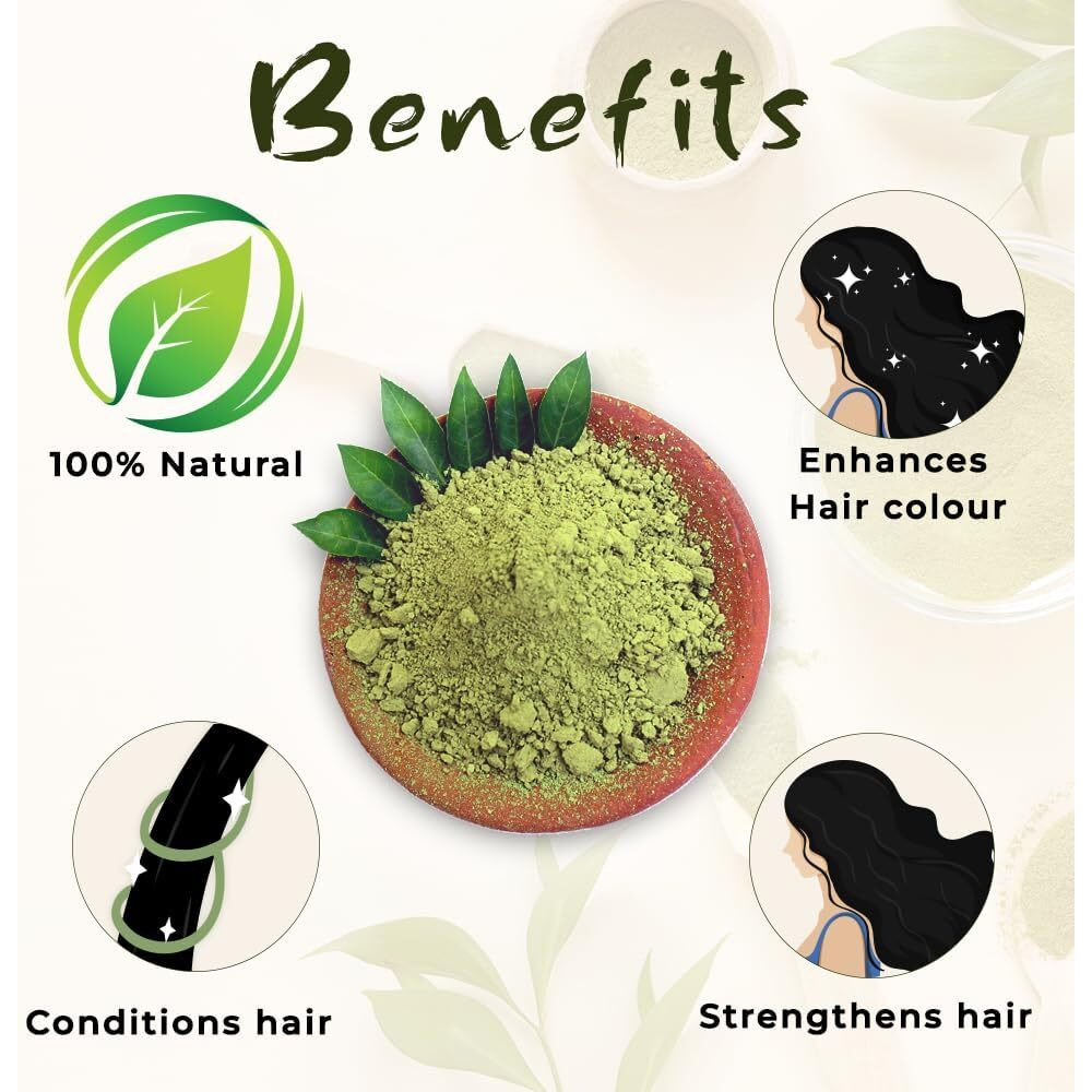 BSY Organic 100% Natural and Pure Henna Powder for Hair colour - 227g (Pack of 2), Natural Mehendi powder, Henna leaf powder, Natural Hair dye, Hair care powder, Triple sifted powder