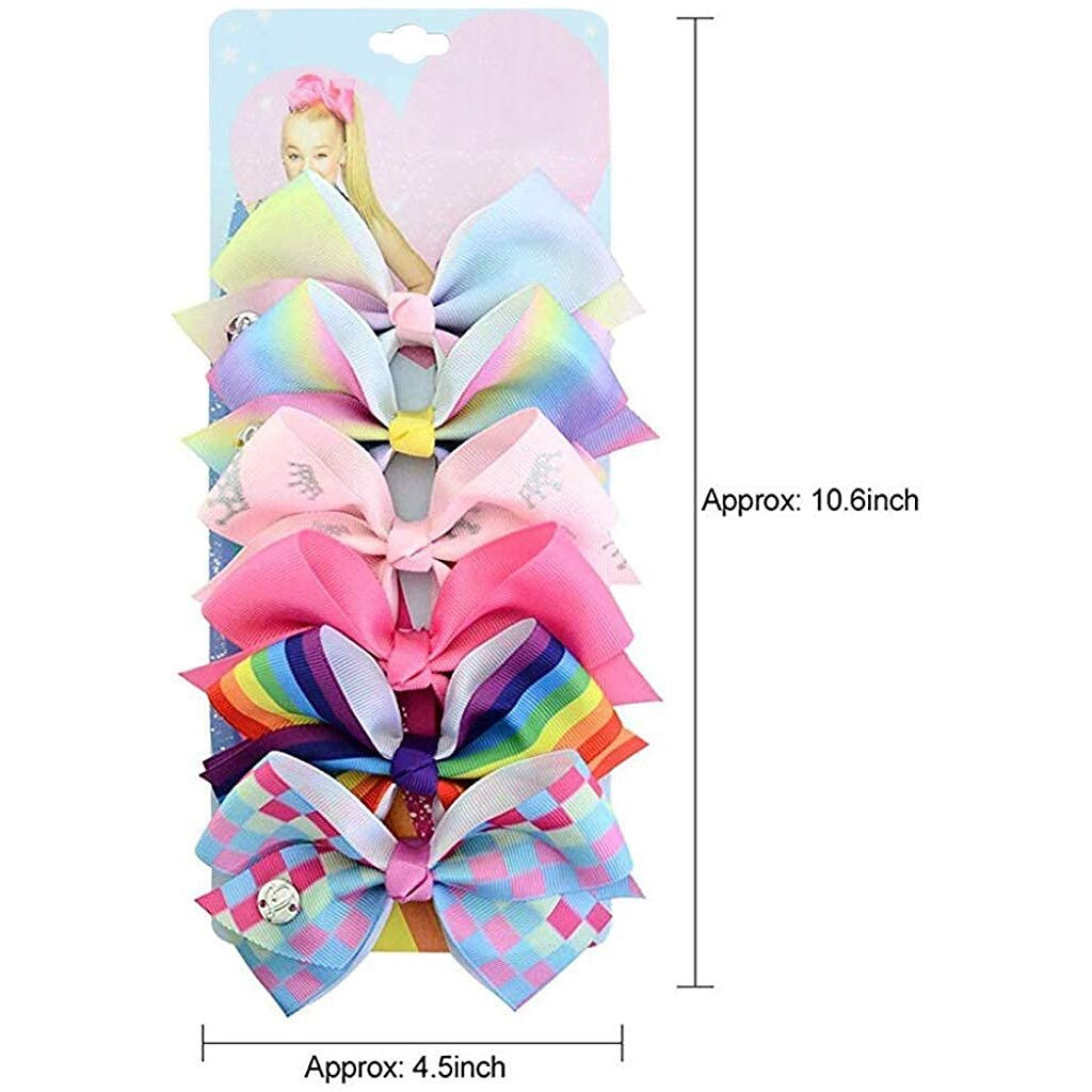 PALAY Girls Hair Bows Alligator Clips Unicorn Grosgrain Ribbon Barrettes Accessories - 6 Pieces, Multicolor