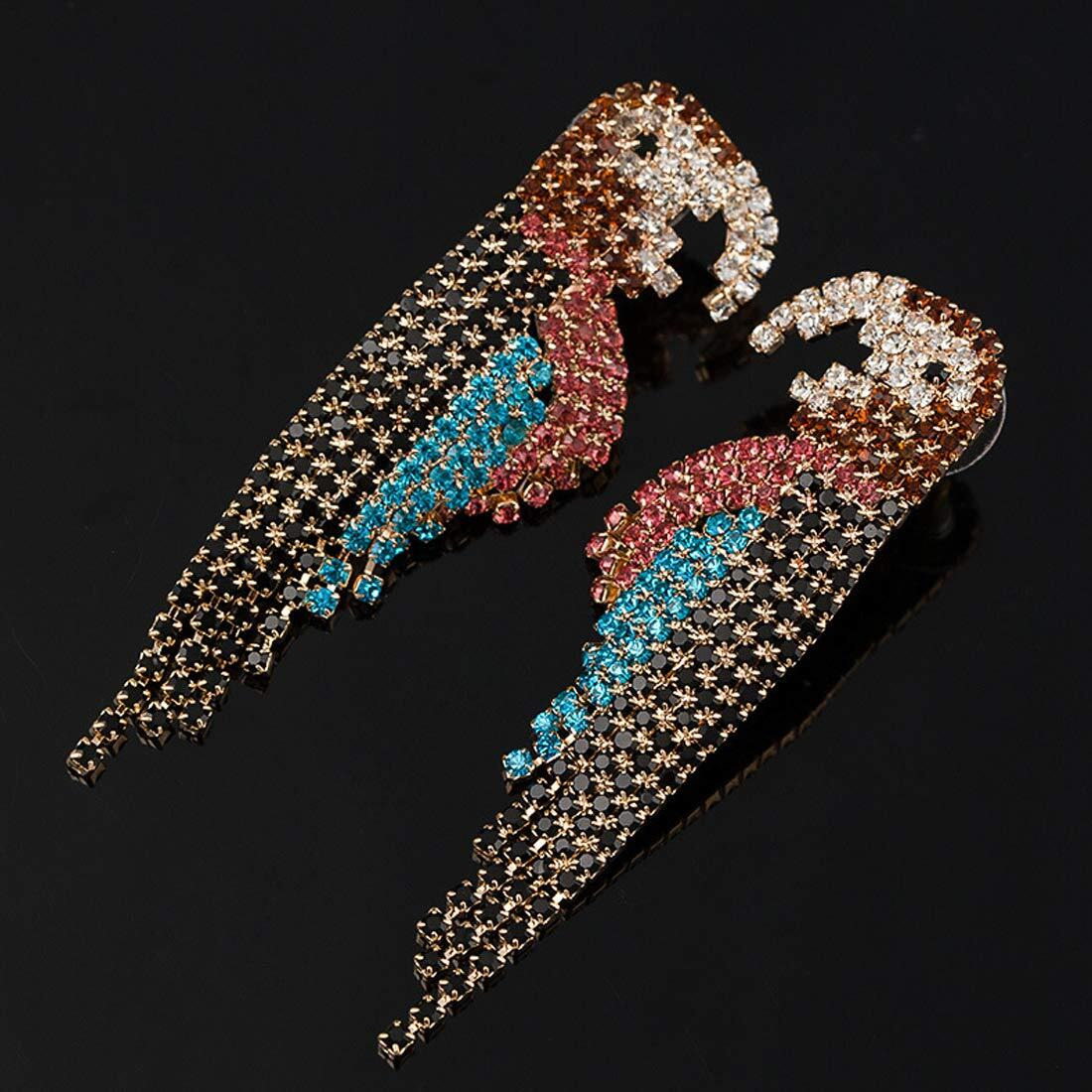 Yellow Chimes Elegant Latest Fashion Gold Plated Crystal Bird design Multicolor Dangler Earrings for Women and Girls, gold, multicolor, medium (YCFJER-602CRBRD-MC)