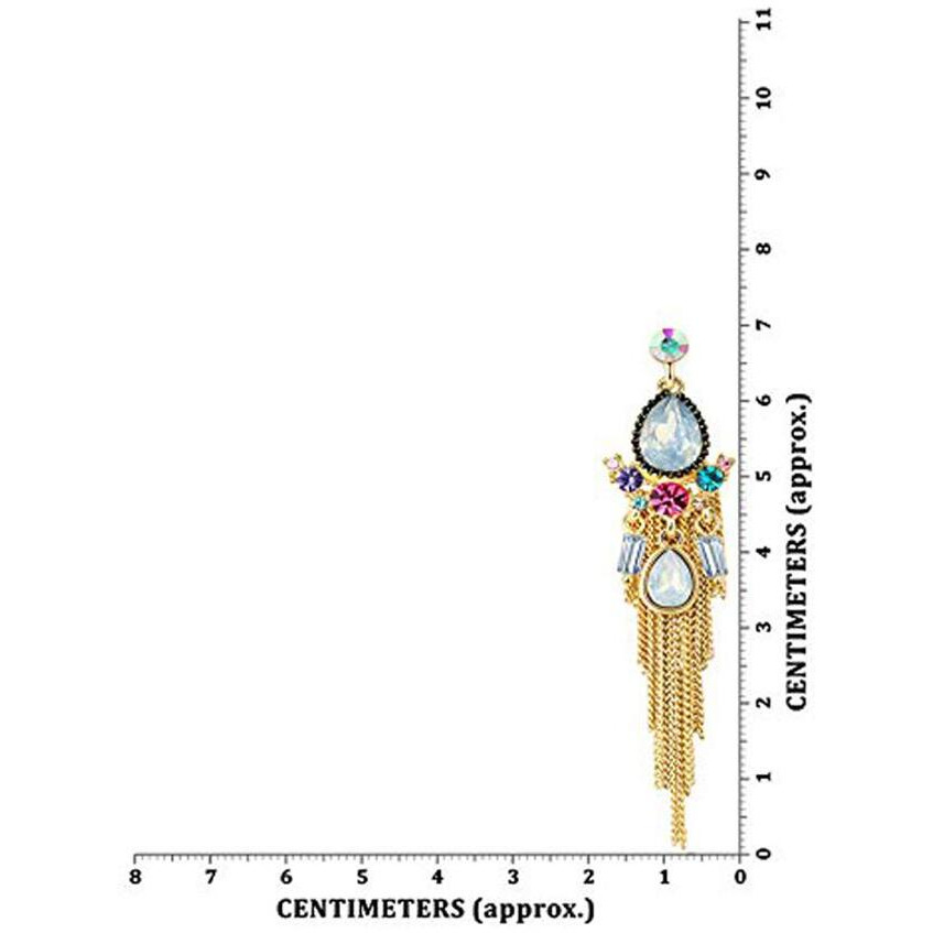 Yellow Chimes Latest Modal Multi Color Crystal Elements long Chain Tassel Earrings For Women