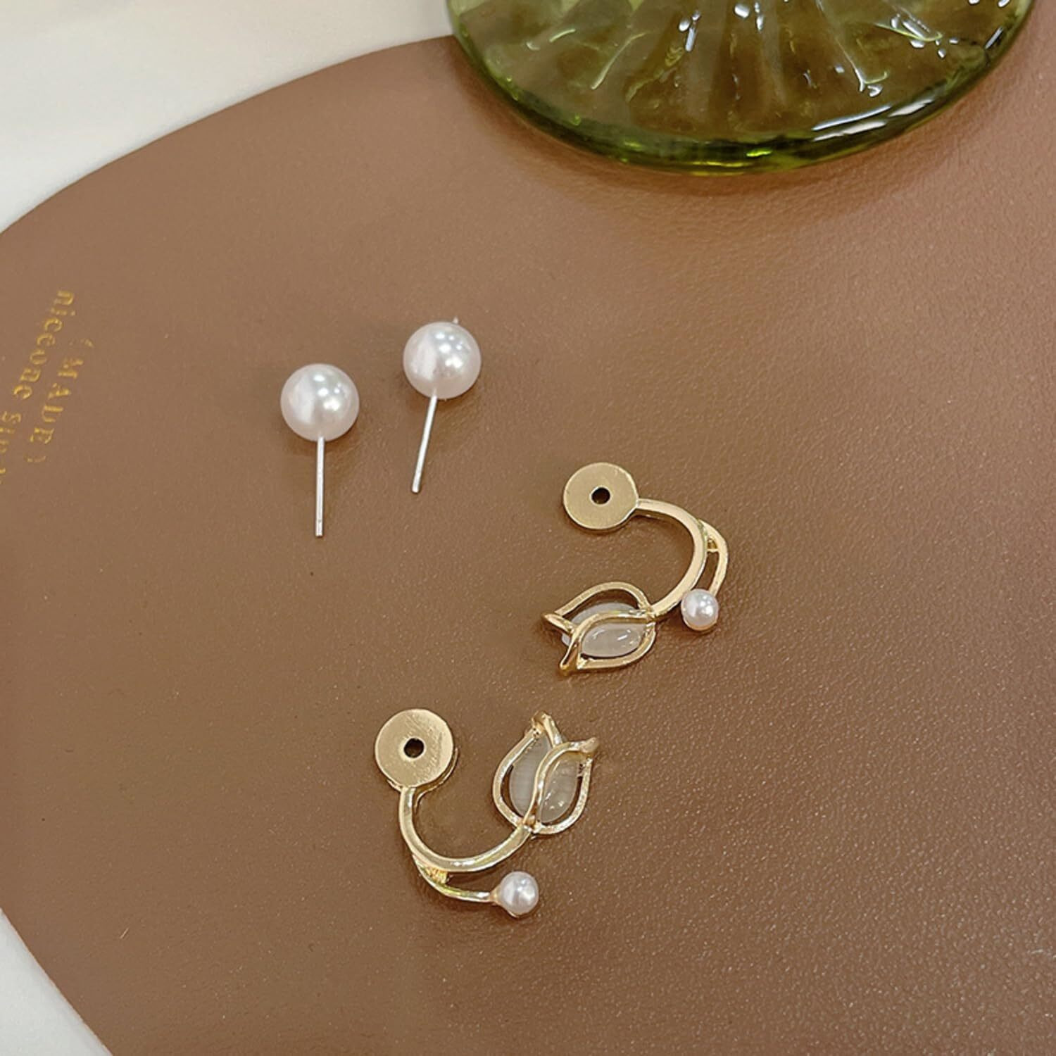ANNACREATIONS Korean Fashion Style Gold Plated Pearl Stud Earrings For Women & Girls (Set of 1)