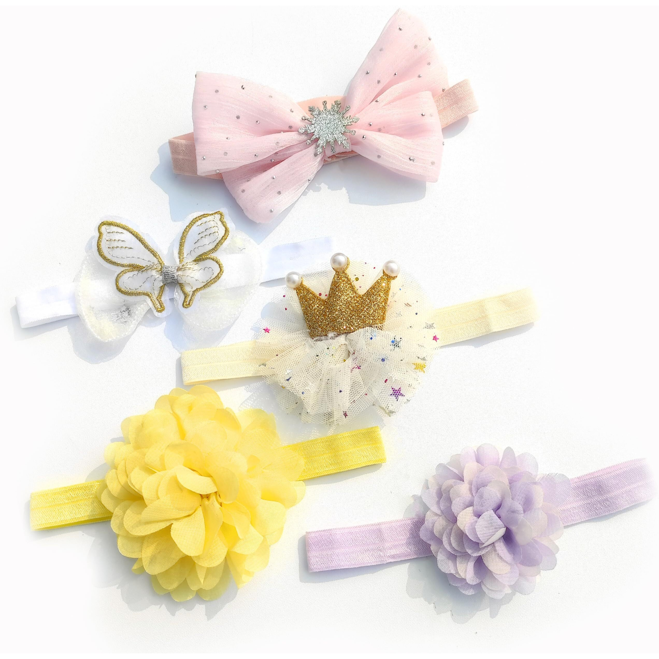 ANNA CREATIONS premium Designer Soft Flower Bow hairband Headband Hair Accessories for Baby Girls (Multicolor-4)