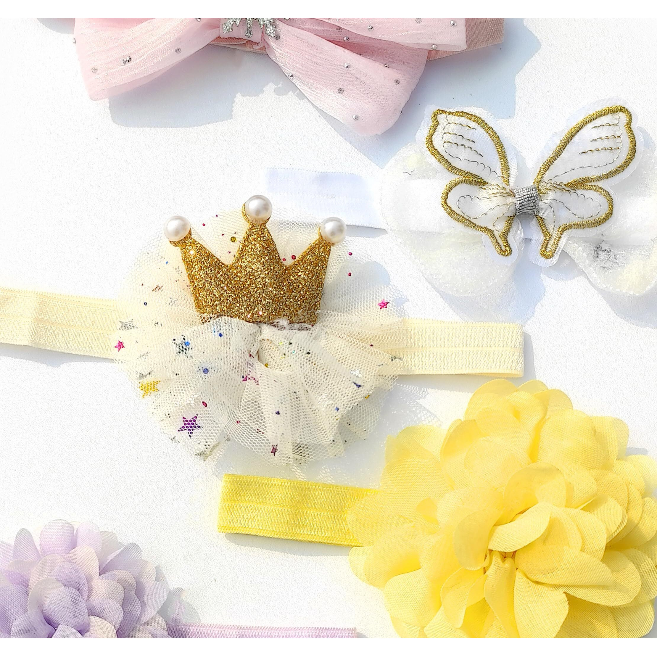 ANNA CREATIONS premium Designer Soft Flower Bow hairband Headband Hair Accessories for Baby Girls (Multicolor-4)