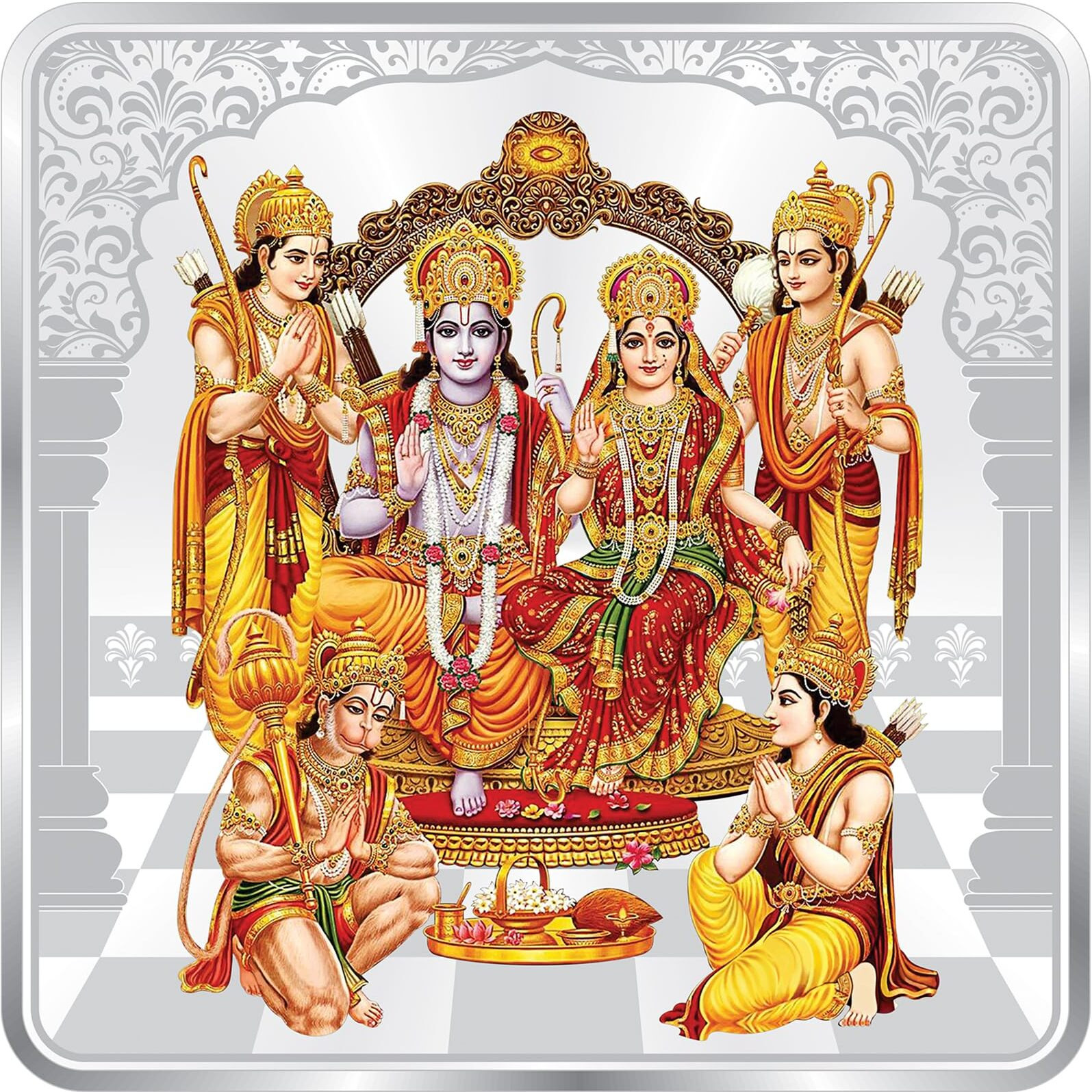 ACPL Precious Moments 100 Grams Silver Coin Ram Darbar Square Colorful Design BIS Hallmarked 999 Pure with Gift Box