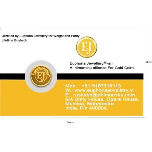 Euphoria Jewellery 24k (999) 2gram Coin Cum Pendant