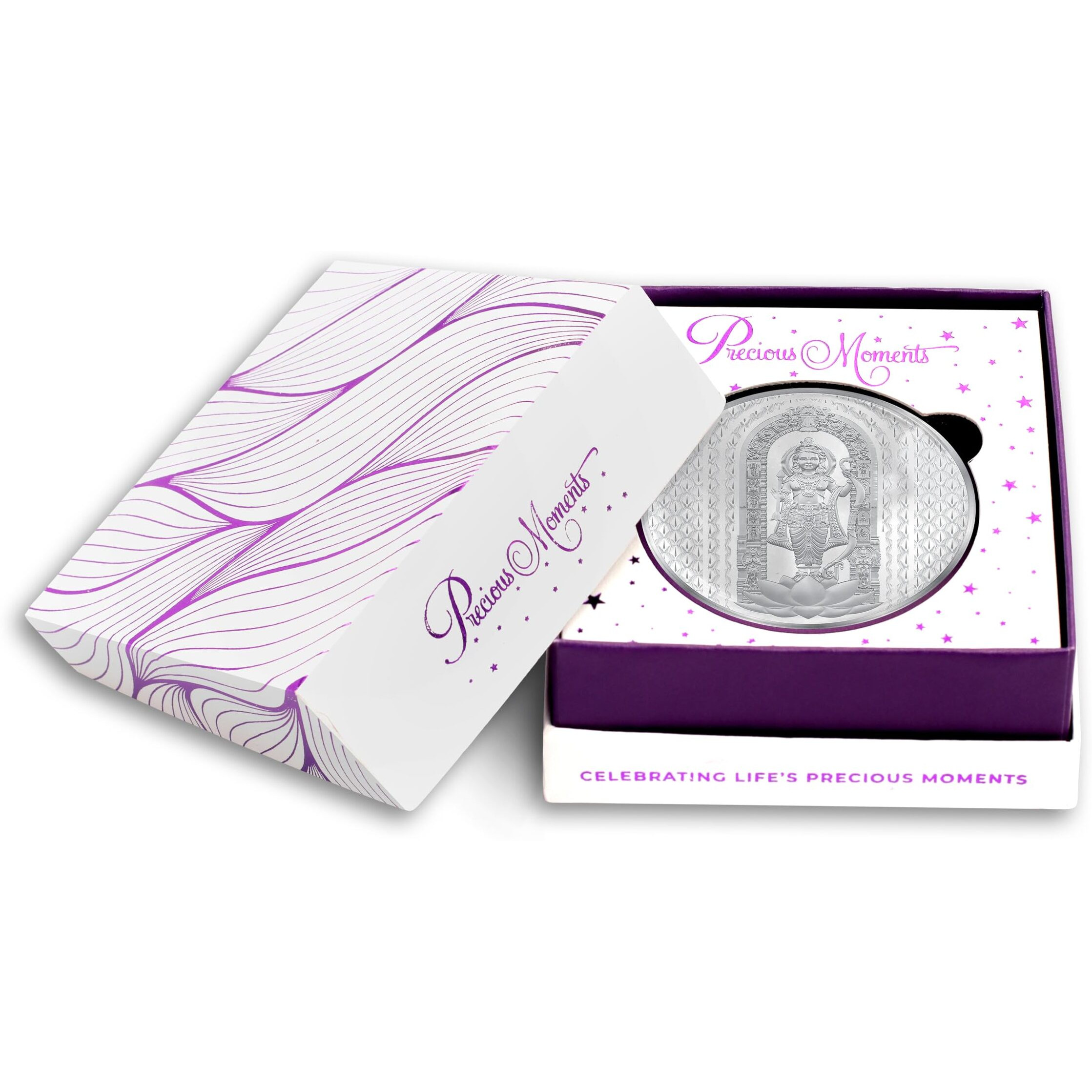 Precious Moments 50 Grams Silver Coin Lord Ram Lalla | Ayodhya Temple | Ram Mandir with Gift Box BIS Hallmarked 999 Pure By ACPL