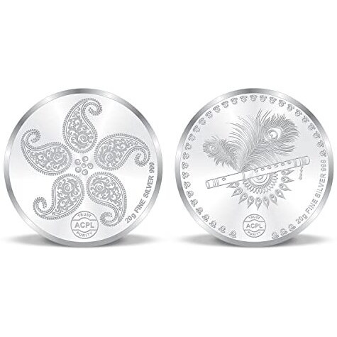 ACPL 20 Gram X 2  40 Grams Pure Silver Coin Combo Bis Hallmarked 999 Fine Silver Radha Krishna On The Swing Precious Moments