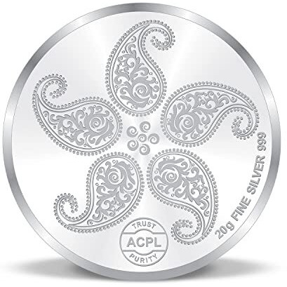 ACPL 20 Gram X 2  40 Grams Pure Silver Coin Combo Bis Hallmarked 999 Fine Silver Radha Krishna On The Swing Precious Moments