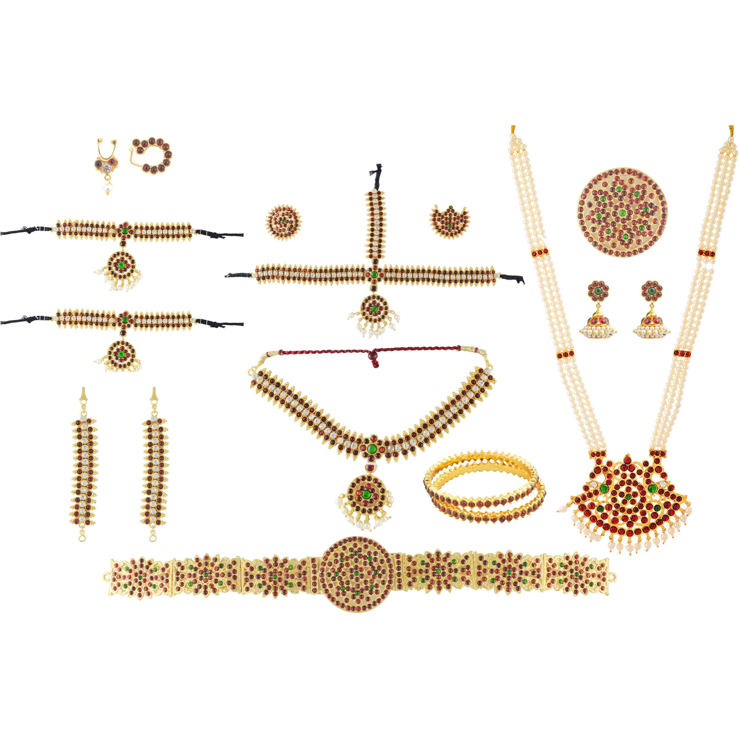 UG PRODUCTS Golden Copper Bharatanatyam Dance Complete Jewellery Set for Women