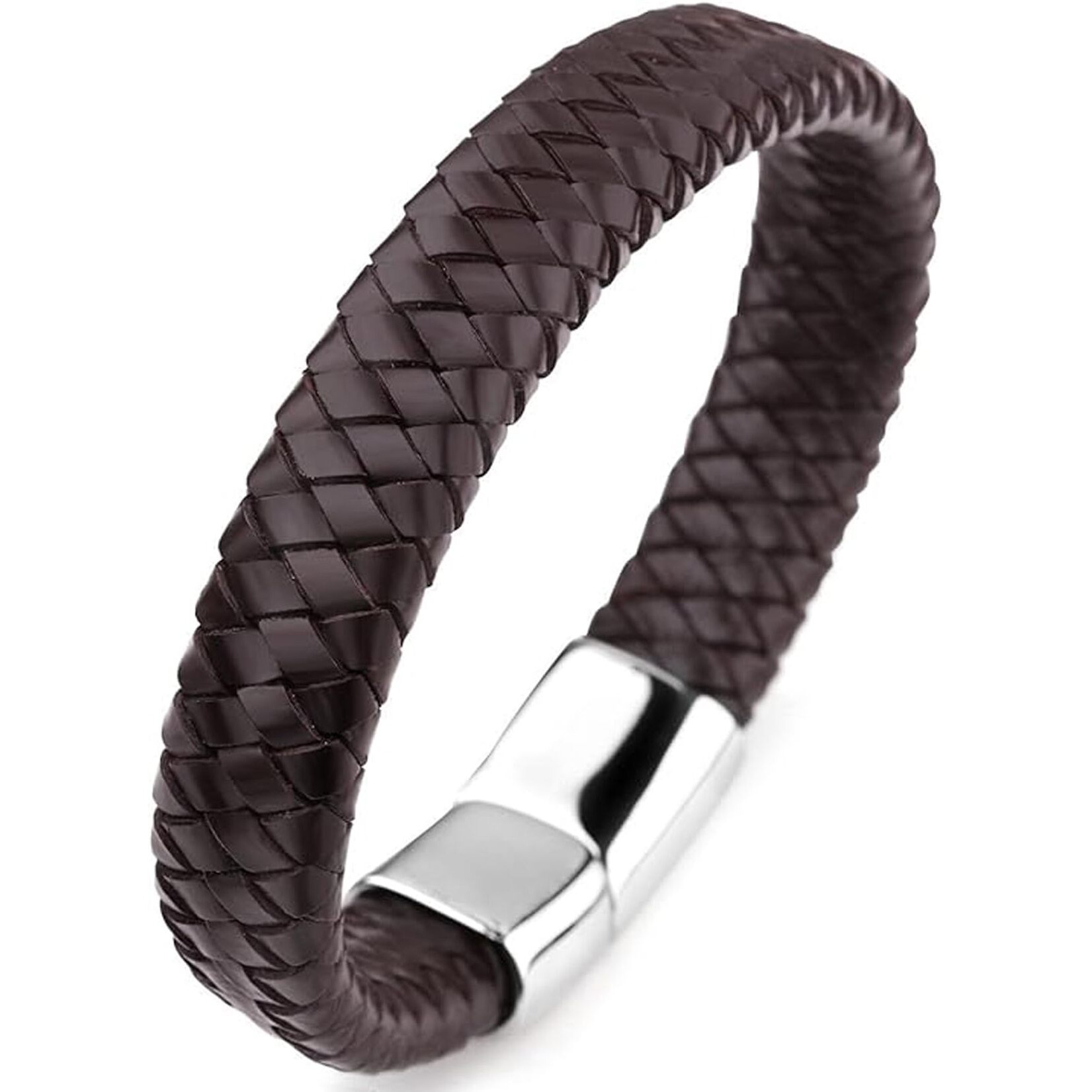 Fashion Frill Stylish Bracelet For Men Leather Bracelet Magnetic Clasp Wraparound Brown Charm Bracelets For Men Boys Girls Accessories Mens Jewellery Love Gifts