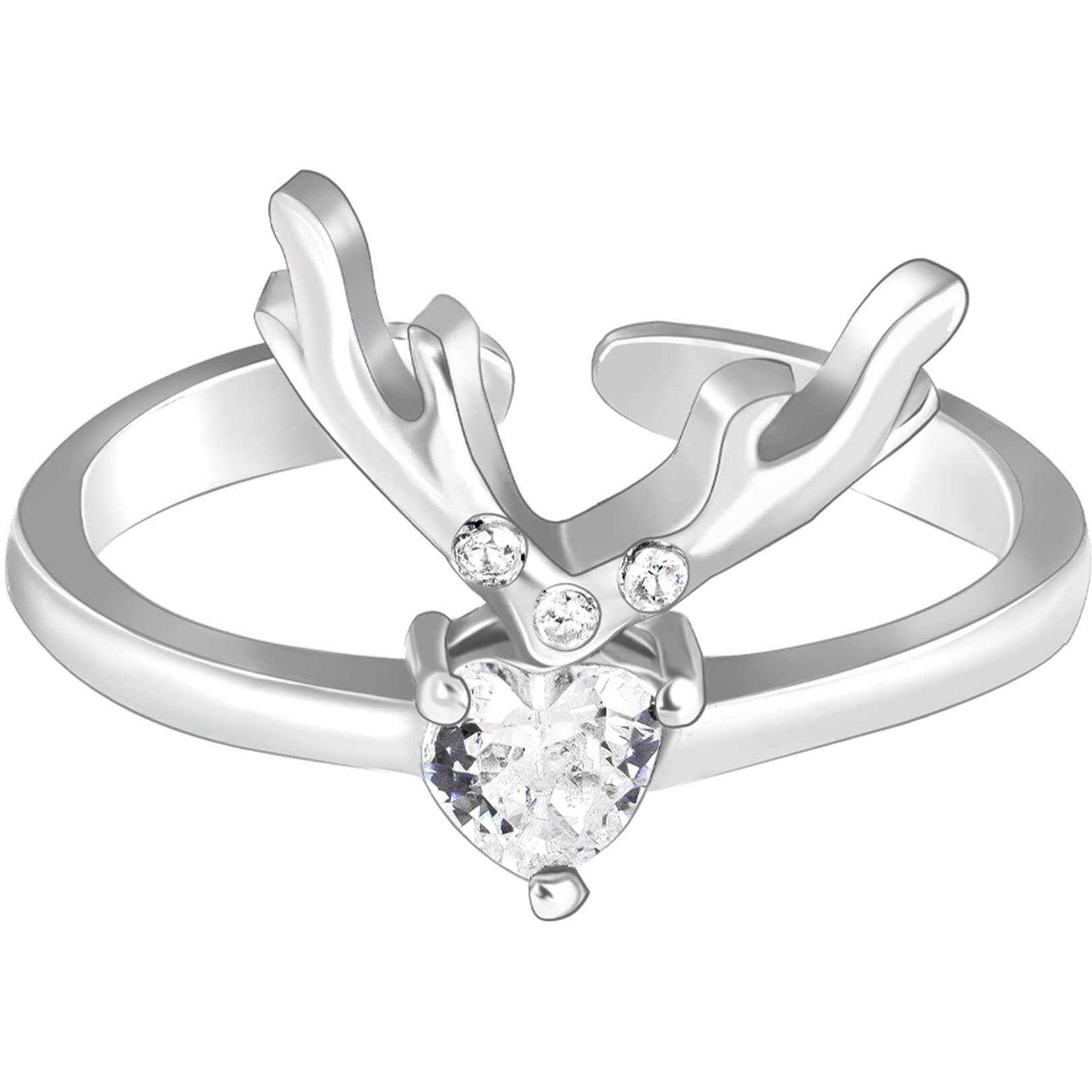 GIVA 925 Silver Deer Heart Ring, Adjustable | Rakhi Rakshabandhan Gift for Sister Bhabhi, Gifts for Women & Girls | With Certificate of Authenticity and 925 Stamp | 6 Months Warranty*