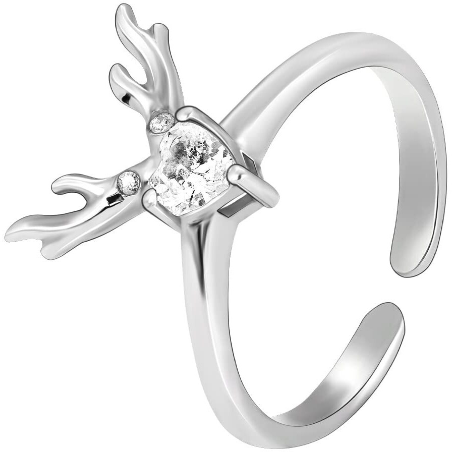 GIVA 925 Silver Deer Heart Ring, Adjustable | Rakhi Rakshabandhan Gift for Sister Bhabhi, Gifts for Women & Girls | With Certificate of Authenticity and 925 Stamp | 6 Months Warranty*
