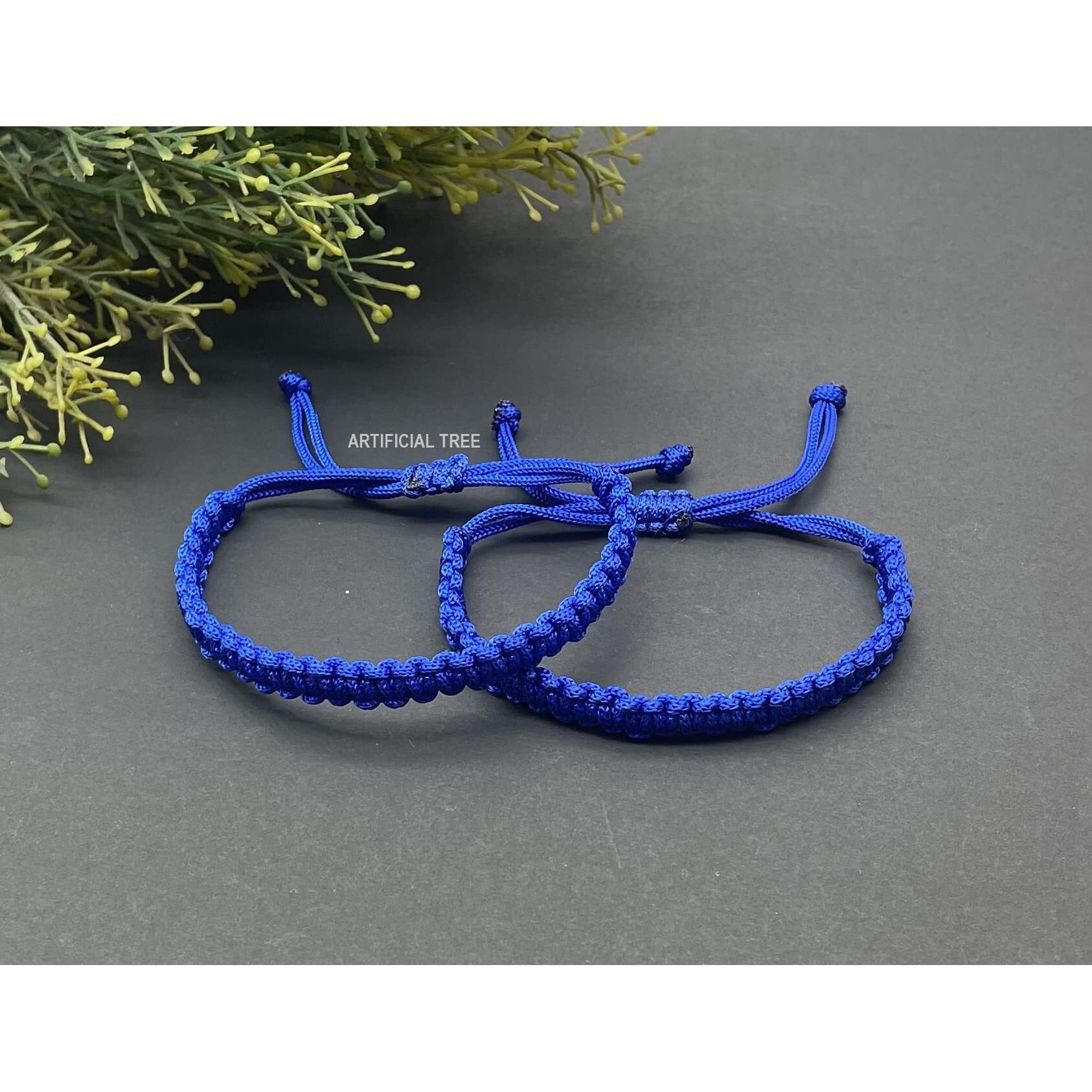 ARTIFICIAL TREE HANDMADE NAZAR DHAGA BRACELET ADJUSTABLE WRISTBAND BRACELET FRIENDSHIP BAND FOR WOMEN MEN- 100% SKIN FRIENDLY Nazar Bracelets 2 Piece (AT GIRLS BRCT 007) (BLUE)