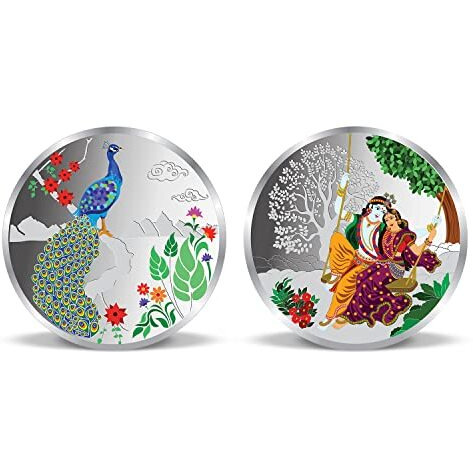 ACPL 10 Gram X 2  20 Grams Pure Silver Coin Combo Bis Hallmarked 999 Fine Silver Radha Krishna On The Swing Precious Moments