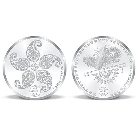 ACPL 10 Gram X 2  20 Grams Pure Silver Coin Combo Bis Hallmarked 999 Fine Silver Radha Krishna On The Swing Precious Moments