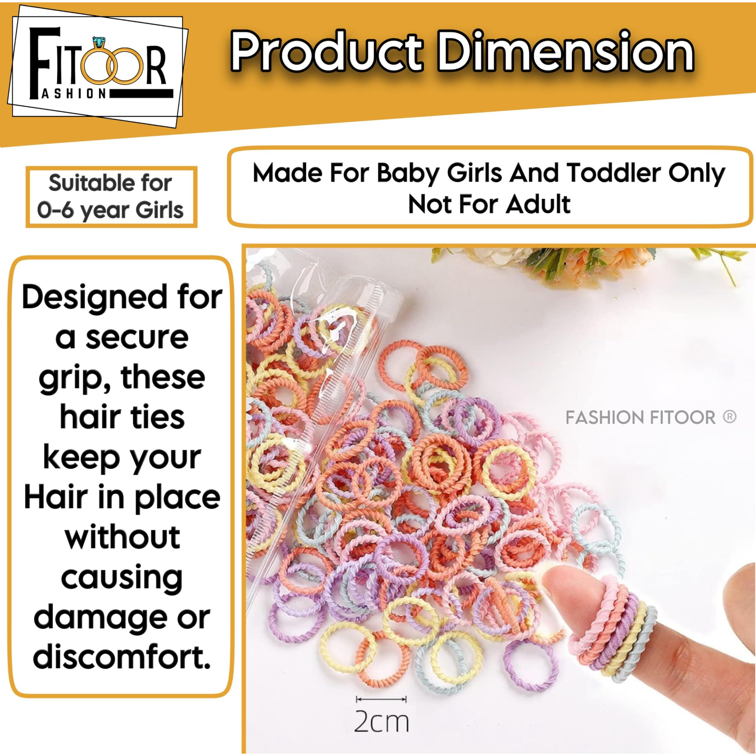 Fashion Fitoor Colorful Elastic Rubber Bands Seamless Cotton Hair Bands for Women Girls and Kids Baby - Versatile Hair Ties Ponytail Holders Headband Hair Accessories (300)