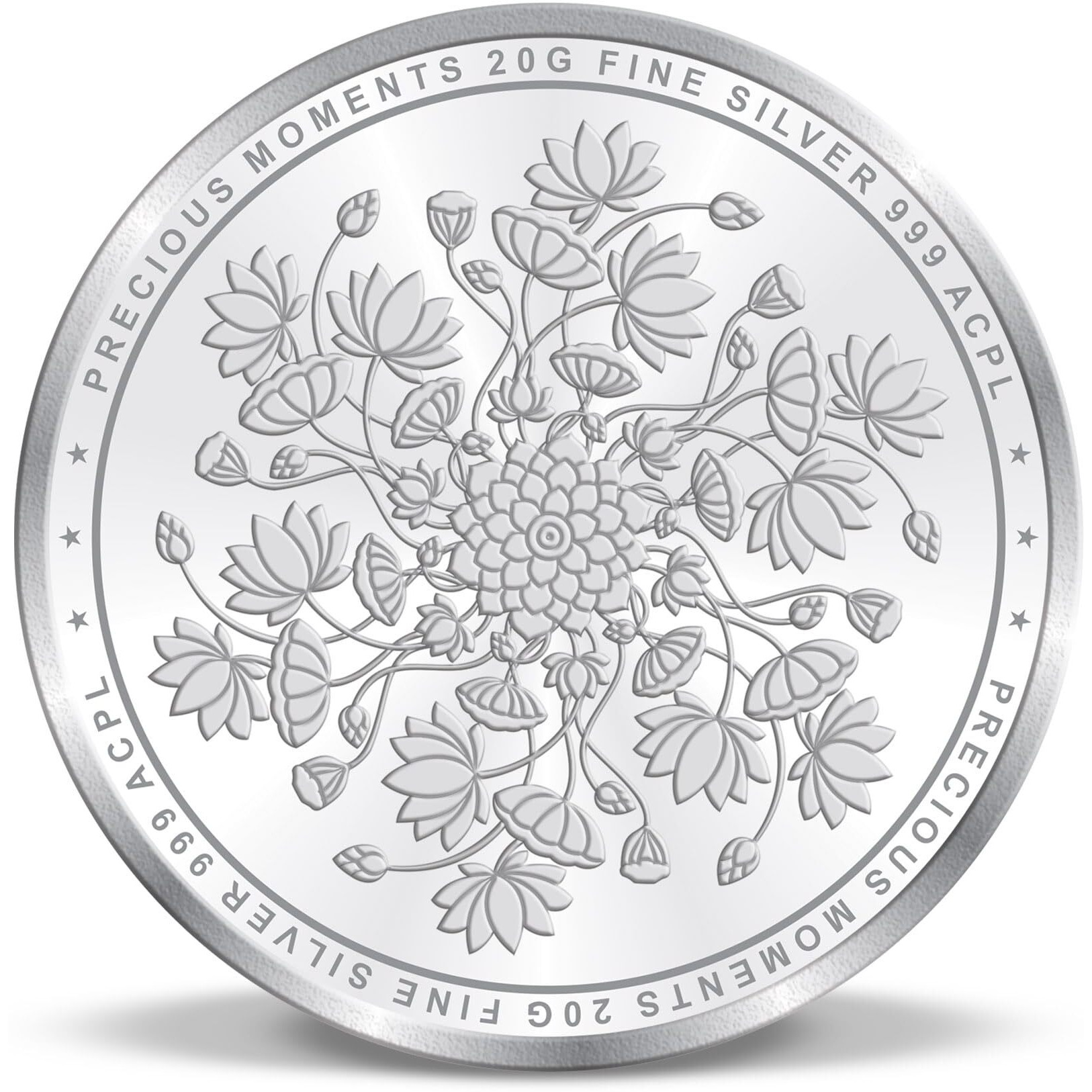 ACPL Precious Moments BIS Hallmarked Lotus Plain Silver Coin 20 Gram 999 Pure
