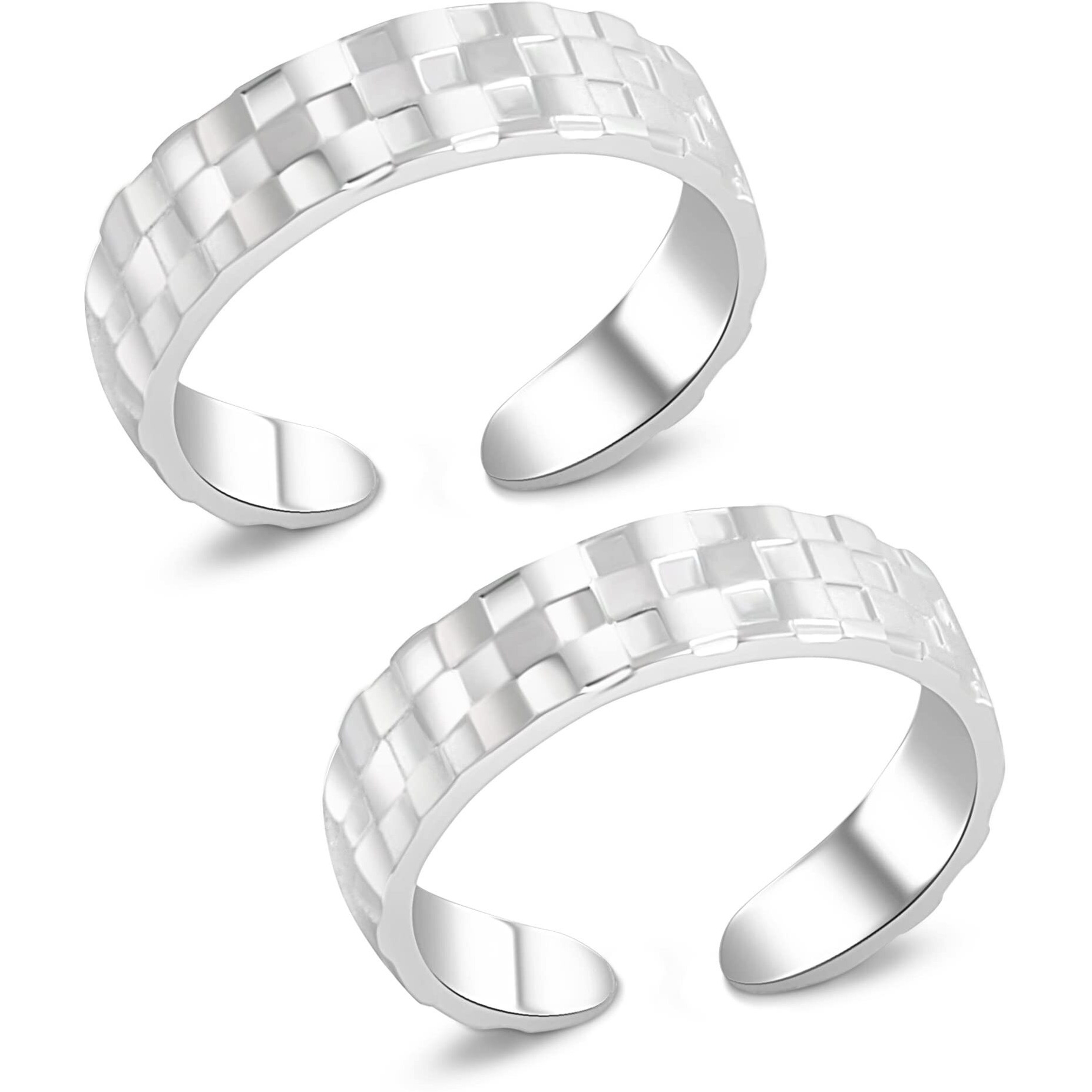 Silver Chest 925 Sterling Silver Toe Ring Pair For Womens Elegant Self Design Silver Bands