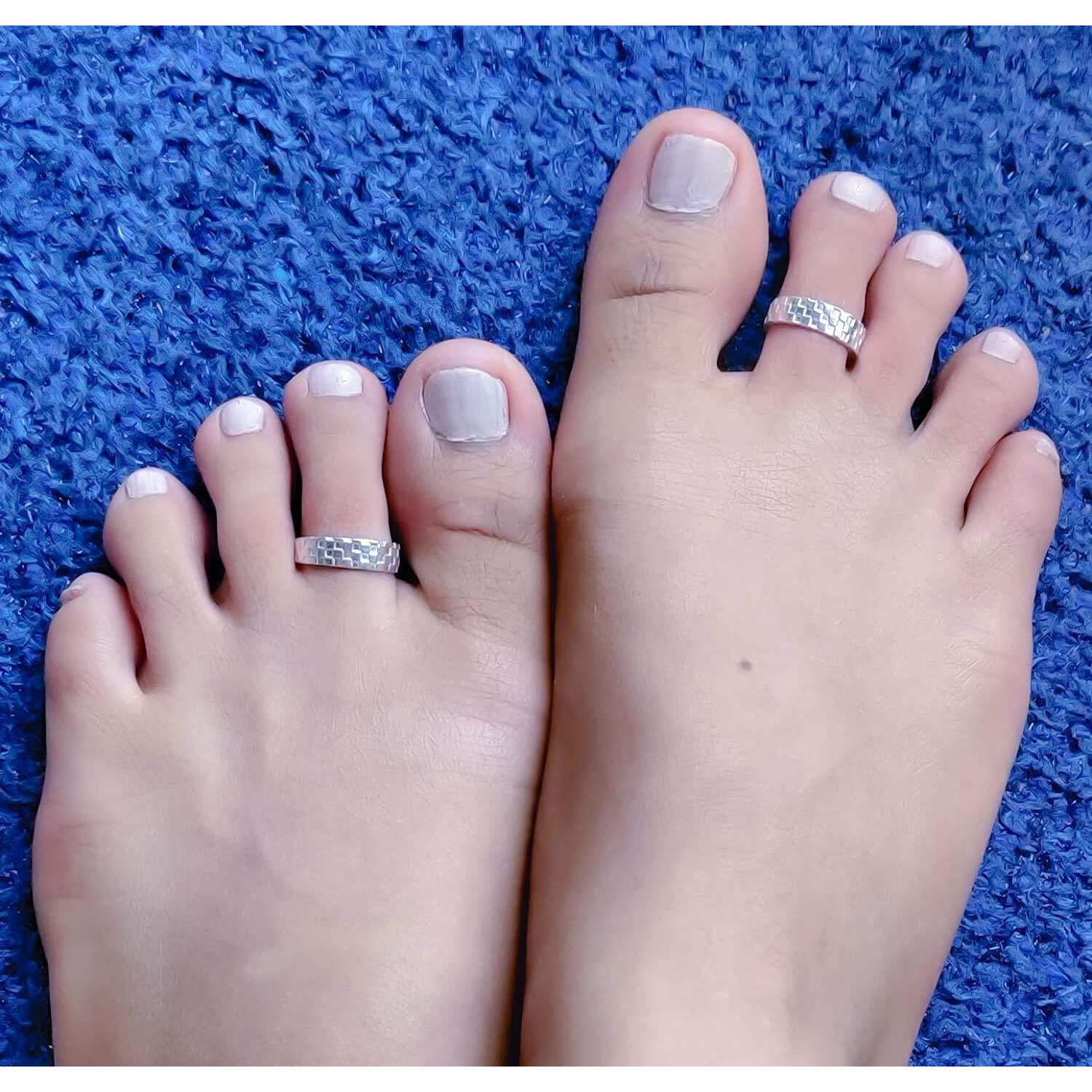 Silver Chest 925 Sterling Silver Toe Ring Pair For Womens Elegant Self Design Silver Bands