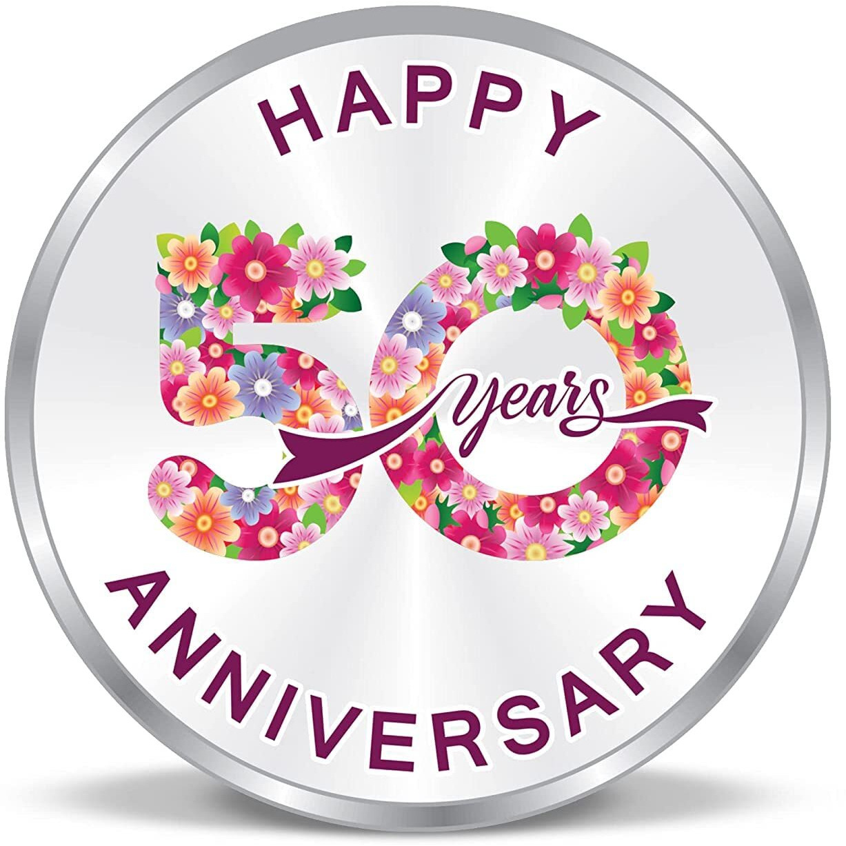 ACPL Precious Moments BIS Hallmarked 50th Happy Anniversary Floral Design Silver Coin 20 Gram 999 Pure