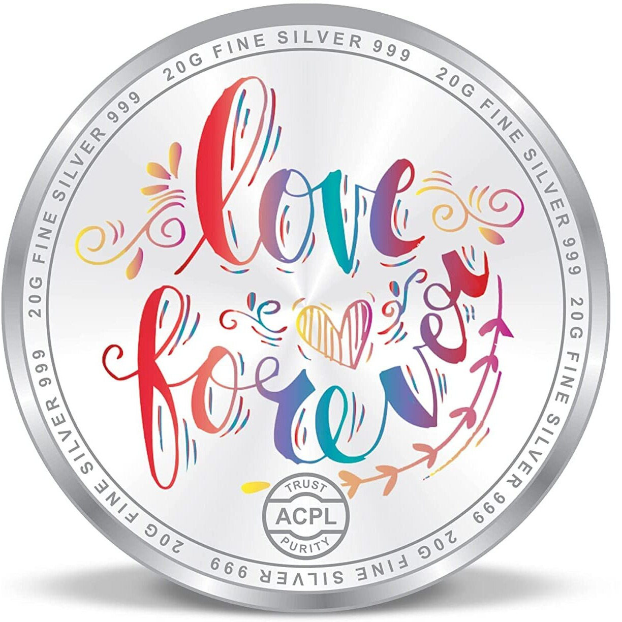 ACPL Precious Moments BIS Hallmarked 50th Happy Anniversary Floral Design Silver Coin 20 Gram 999 Pure