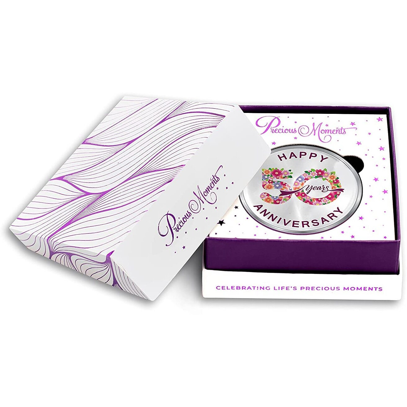 ACPL Precious Moments BIS Hallmarked 50th Happy Anniversary Floral Design Silver Coin 20 Gram 999 Pure