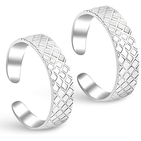 Silver Chest 925 Sterling Silver Toe Ring Pair For Women Elegant Self Design Silver Bands(Pair of 2)