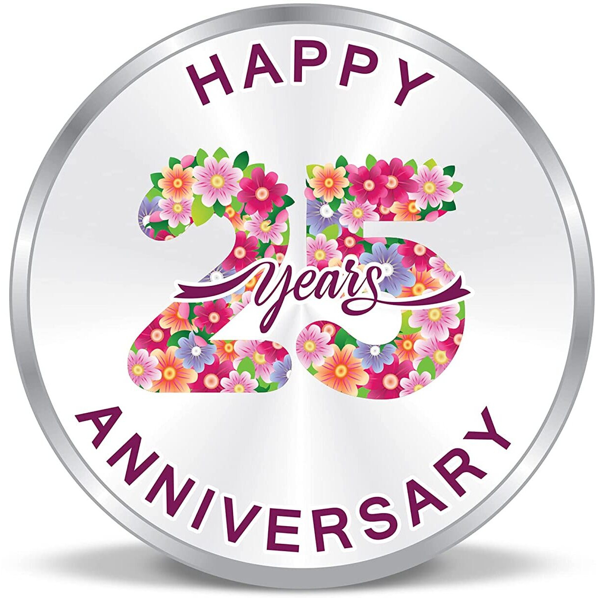 ACPL Precious Moments BIS Hallmarked Silver Coin 25th & 50th Happy Anniversary Floral Design 999 Pure