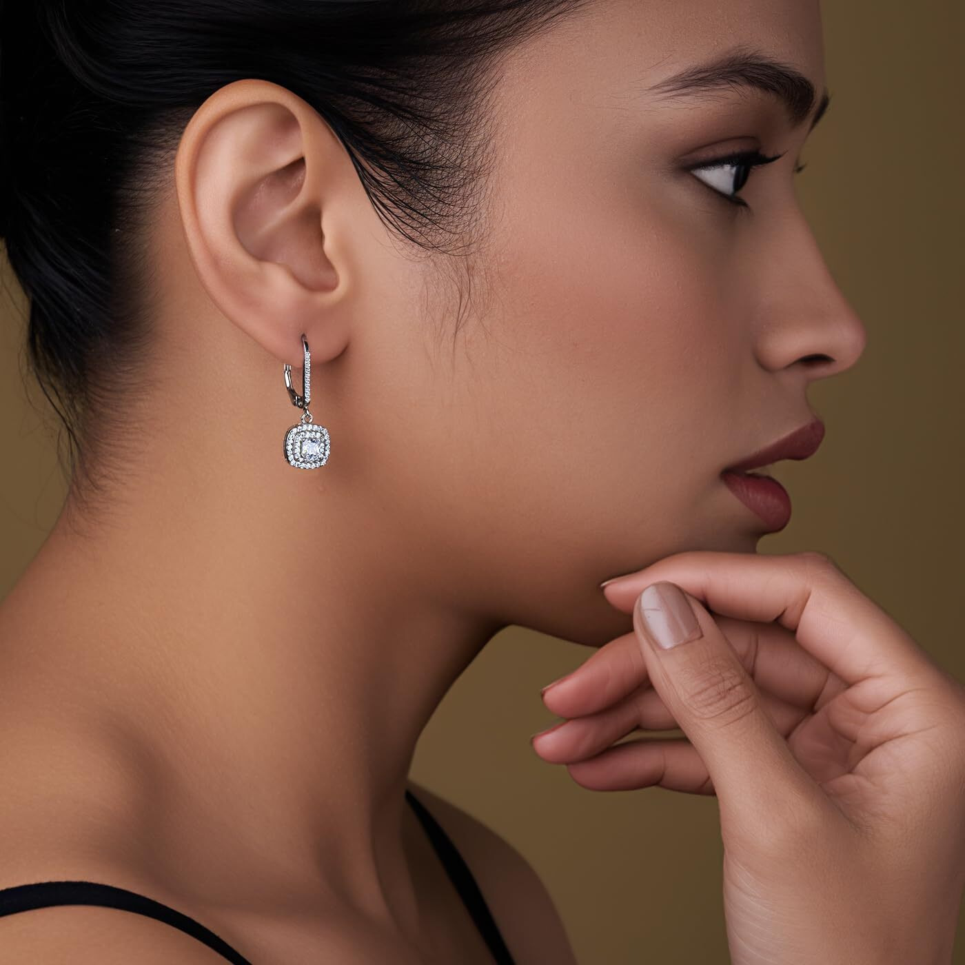 LeCalla 925 Sterling Silver BIS Hallmarked Cubic Zirconia Drop Dangle Leverback Earrings for Women and Girls | Rakhi Gift for Sister