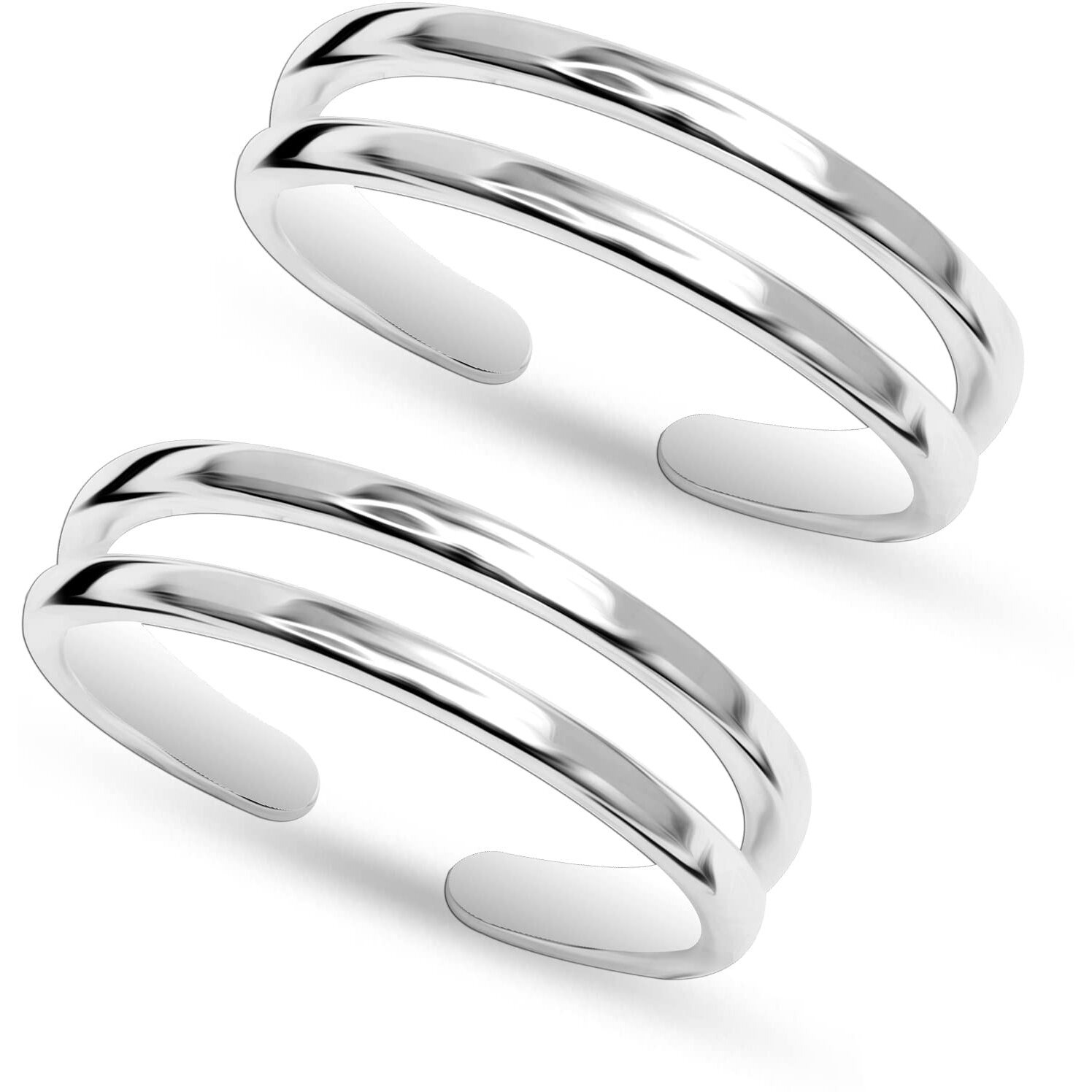 Amazon Brand - Anarva Womens Classic Dauble Liner Toe-Ring in 925 Sterling Silver BIS Hallmarked