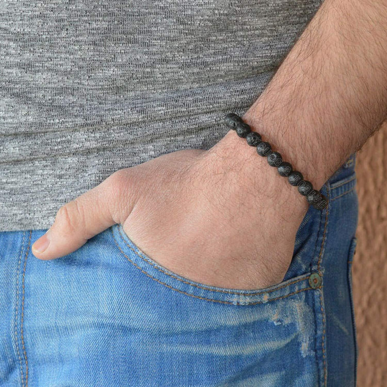 Young & Forever Reiki Crystal Beads Bracelets Original Lava Rock Howlite and Hematite Set of 3 Bracelet Set