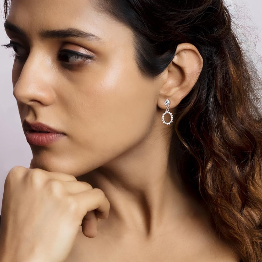 GIVA 925 Silver Nikitas Hollow Zircon Drop Studs|Gifts For Girlfriend,Rakhi Rakshabandhan Gift For Sister Bhabhi, With Certificate Of Authenticity And 925 Stamp|6 Month Warranty*