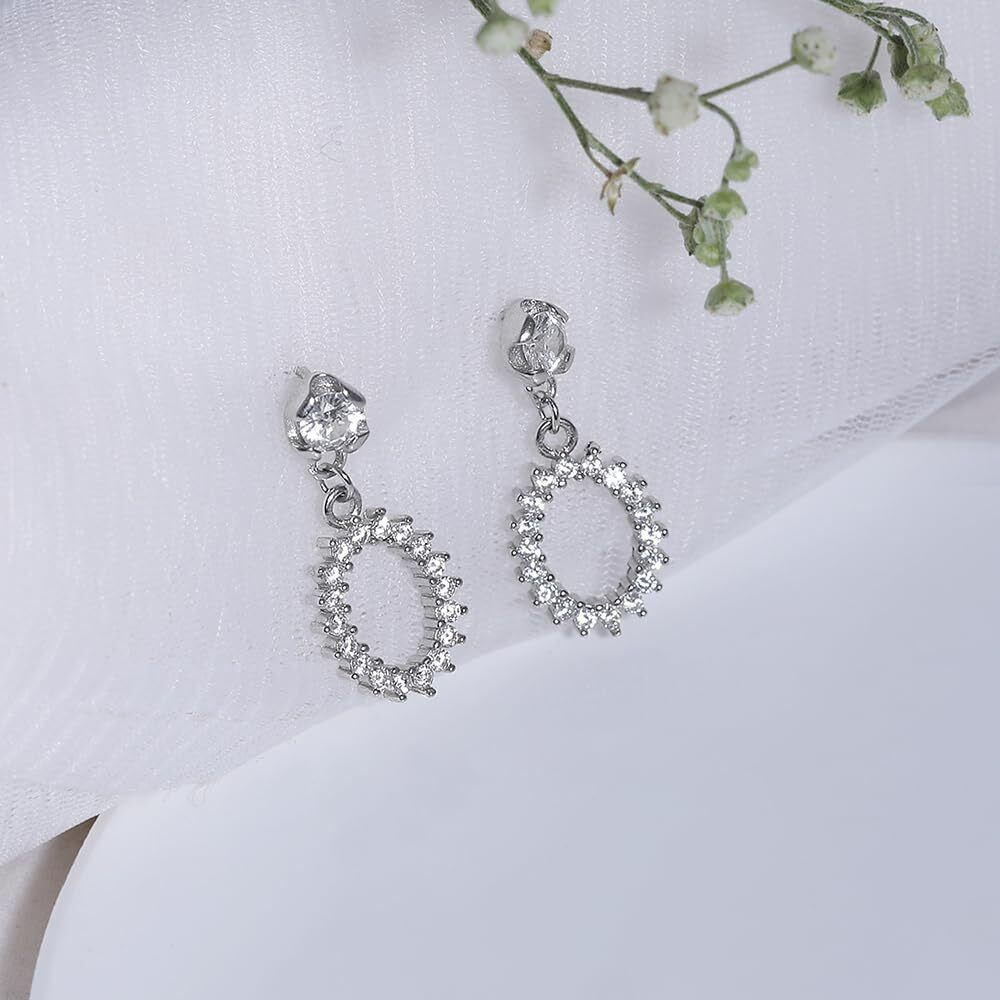 GIVA 925 Silver Nikitas Hollow Zircon Drop Studs|Gifts For Girlfriend,Rakhi Rakshabandhan Gift For Sister Bhabhi, With Certificate Of Authenticity And 925 Stamp|6 Month Warranty*