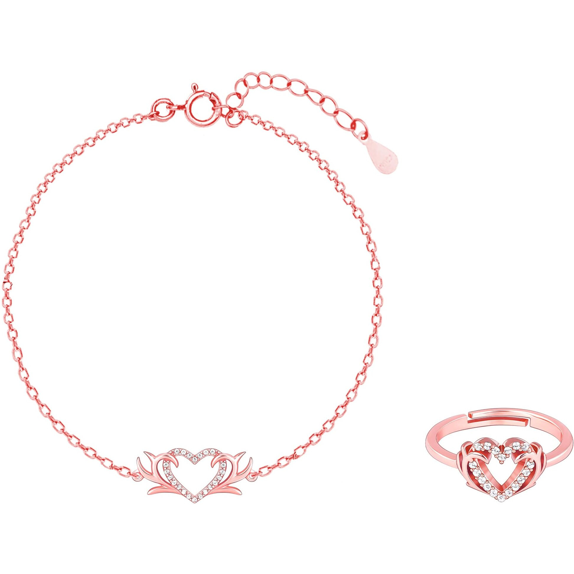GIVA 925 Silver Rose Gold Intertwined In Love Set| Rakhi Rakshabandhan Gift for Sister Bhabhi, Gifts for Women & Girls | With Certificate of Authenticity and 925 Stamp | 6 Months Warranty*