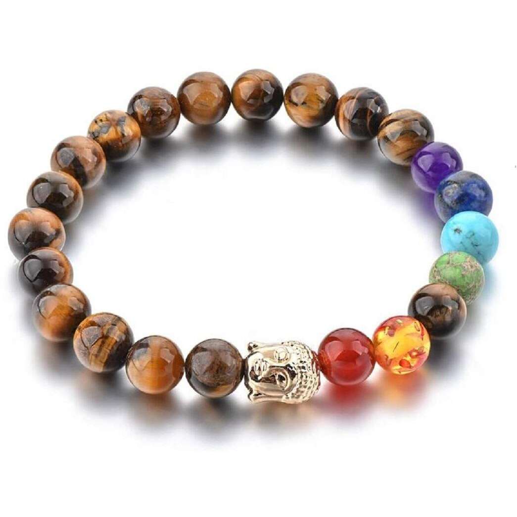 Hot And Bold Orignal 7 Chakra Reiki Feng Shui Healing Gem Stone Beads Crystals Charged Bracelet. For Unisex Adult